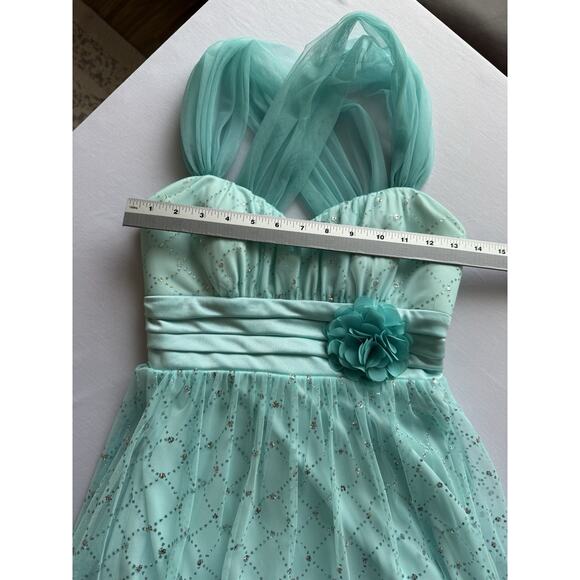 By & By Women's Jr 1 Fairy Formal Sparkle Mesh Mini Dress Prom Party Occasion - Picture 8 of 9